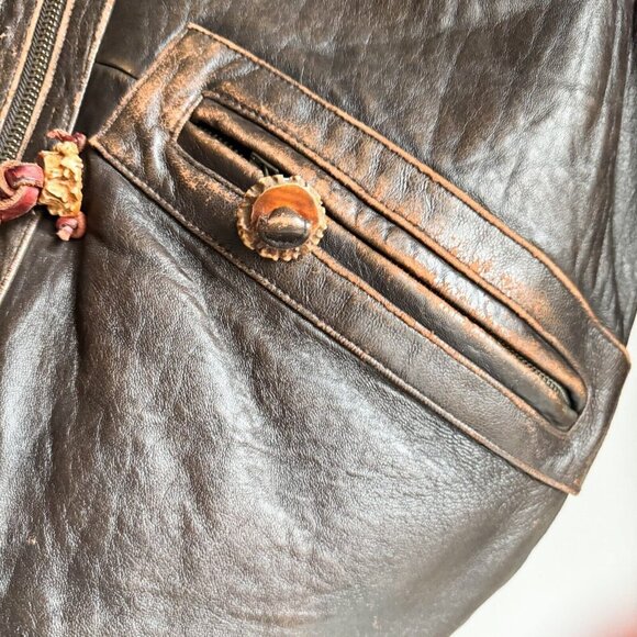 The Territory Ahead Distressed Leather Men's Jacket l/XL - Picture 7 of 16